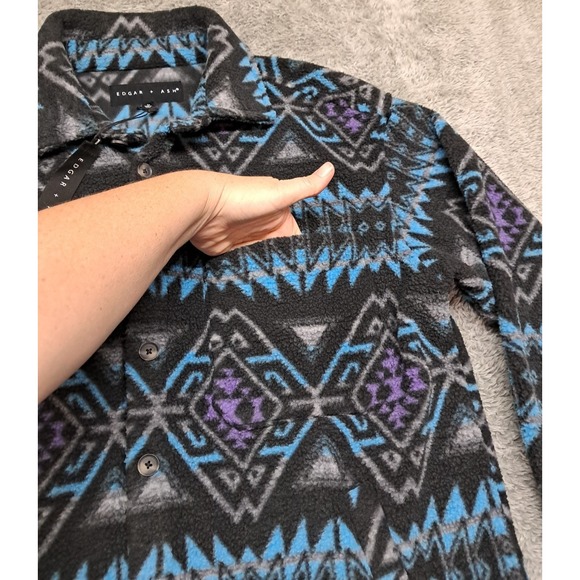 New Edgar + Ash Jacket Mens Medium Long Sleeve Button Up Aztec Rocky Mountain - Picture 4 of 10